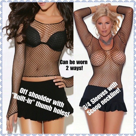🆕 "Rocker babe" Fishnet Long Sleeve Lingerie - Picture 10 of 16